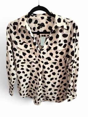 Ann Taylor Black and Cream Polka Dot Blouse